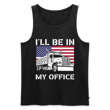 Je serai dans mon bureau camionneur, drôle de chauffeur de camion - Débardeur bio Premium Homme - noir - Devant - AI Model Male 178 light (178cm)