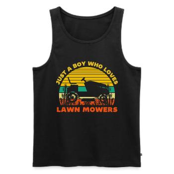 Just a boy who loves lawn mowers - Men's Premium Organic Tank Top - black - Front - Michal (187cm)