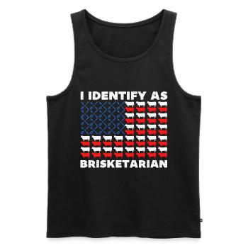 Brisketarian, drôle de barbecue drapeau américain - Débardeur bio Premium Homme - noir - Devant - Michal (187cm)