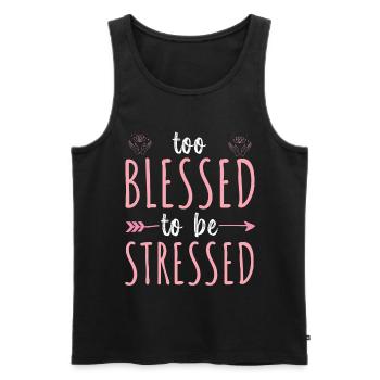 Zu gesegnet, um gestresst zu sein, lustiges Yoga-Zen - Männer Premium Bio Tank Top - Schwarz - Vorne - AI Model Male 178 light (178cm)