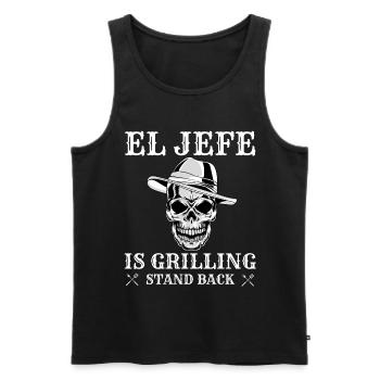 El Jefe Is grilling, funny mexican dad grilling - Men's Premium Organic Tank Top - black - Front - AI Model Male 178 light (178cm)