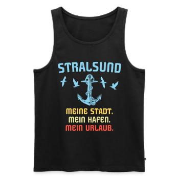 Urlaub Stralsund Sprüche - Männer Premium Bio Tank Top - Schwarz - Vorne - Michal (187cm)