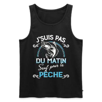 Sauf Pour La Pêche Citation Papa Pêcheur - Débardeur bio Premium Homme - noir - Devant - AI Model Male 178 light (178cm)