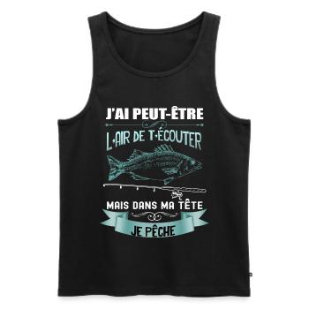 La Pêche Rien Que La Pêche Humour Pêcheur - Débardeur bio Premium Homme - noir - Devant - Michal (187cm)