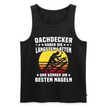 Dachdecker Dachspengler Dachklempner Dachdecken - Männer Premium Bio Tank Top - Schwarz - Vorne - AI Model Male 178 light (178cm)
