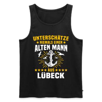 Lübeck Sprüche Hansestadt Luebeck - Männer Premium Bio Tank Top - Schwarz - Vorne - AI Model Male 178 light (178cm)