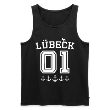 Lübeck Sprüche Hansestadt Luebeck - Männer Premium Bio Tank Top - Schwarz - Vorne - AI Model Male 178 light (178cm)