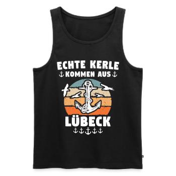 Lübeck Sprüche Hansestadt Luebeck - Männer Premium Bio Tank Top - Schwarz - Vorne - AI Model Male 178 light (178cm)