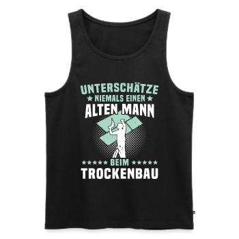 Trockenbauer Sprüche Trockenbau - Männer Premium Bio Tank Top - Schwarz - Vorne - Michal (187cm)