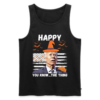 Heureux que vous sachiez la chose drôle halloween Biden - Débardeur bio Premium Homme - noir - Devant - Michal (187cm)
