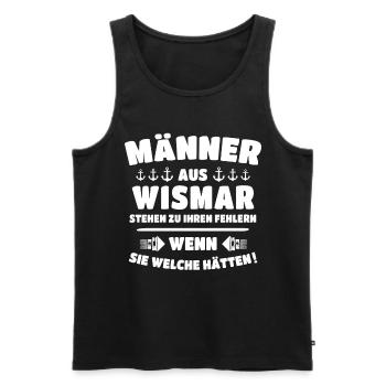 Wismar Sprüche Ostsee Wismarer - Männer Premium Bio Tank Top - Schwarz - Vorne - AI Model Male 178 light (178cm)