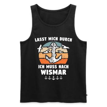 Stadt Wismar Sprüche Wismarer - Männer Premium Bio Tank Top - Schwarz - Vorne - AI Model Male 178 light (178cm)