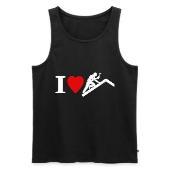 Couvreur Amour J’aime Toiture - Débardeur bio Premium Homme - noir - Devant - Michal (187cm)
