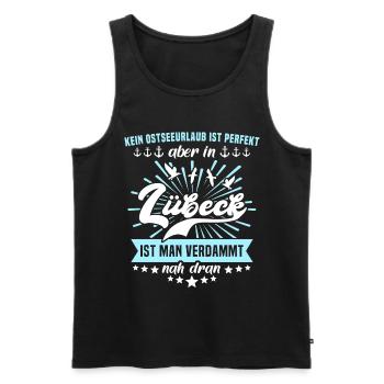 Lübeck Sprüche Hansestadt Luebeck - Männer Premium Bio Tank Top - Schwarz - Vorne - AI Model Male 178 light (178cm)