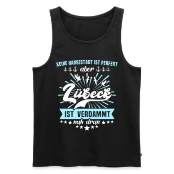 Lübeck Sprüche Hansestadt Luebeck - Männer Premium Bio Tank Top - Schwarz - Vorne - AI Model Male 178 light (178cm)