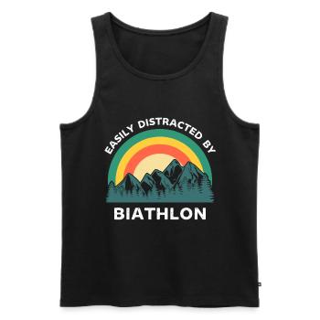 Leicht abgelenkt durch Biathlon - Männer Premium Bio Tank Top - Schwarz - Vorne - AI Model Male 178 light (178cm)