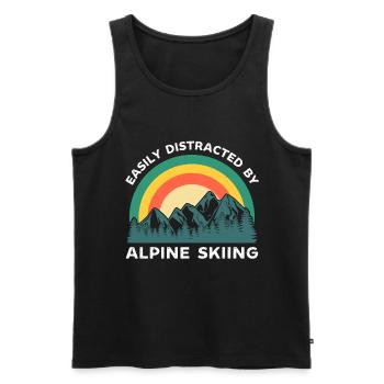 Easily distracted by Alpine skiing - Men's Premium Organic Tank Top - black - Front - AI Model Male 178 light (178cm)