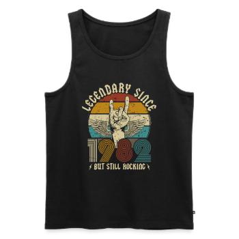 Jahrgang 1982 geboren Legendär seit 1982 - Männer Premium Bio Tank Top - Schwarz - Vorne - Michal (187cm)