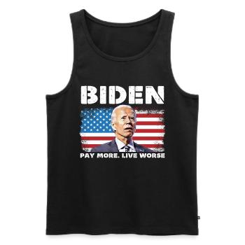 Biden Pay More Live Worse - Men's Premium Organic Tank Top - black - Front - AI Model Male 178 light (178cm)