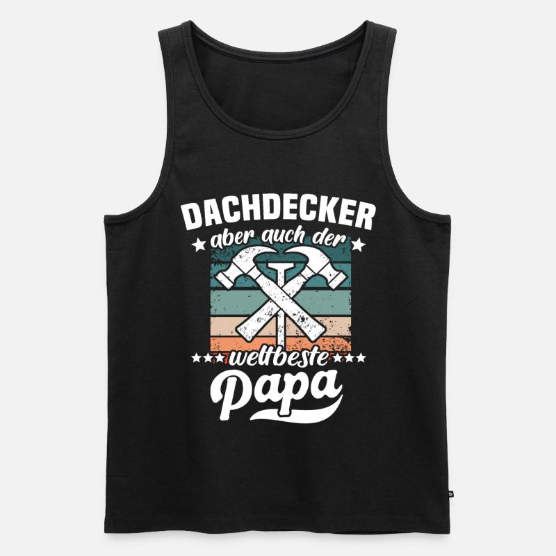Papa Dachdecker Vater Dachdecken - Männer Premium Bio Tank Top - Schwarz