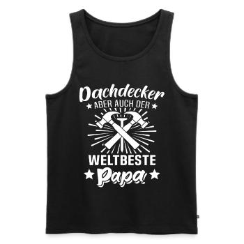 Dachdecker Papa - Männer Premium Bio Tank Top - Schwarz - Vorne - Michal (187cm)