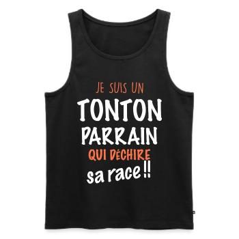 Tonton Parrain Le Mien Déchire - Débardeur bio Premium Homme - noir - Devant - Michal (187cm)