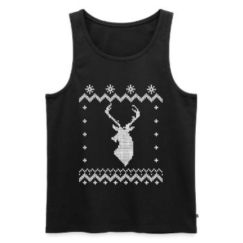 Weihnachten Christmas Hirsche Rentier Strickmuster - Männer Premium Bio Tank Top - Schwarz - Vorne - AI Model Male 178 light (178cm)