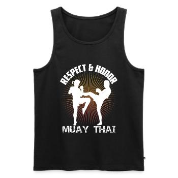 Les Muay Thai respectent les coffrets cadeaux - Débardeur bio Premium Homme - noir - Devant - Michal (187cm)