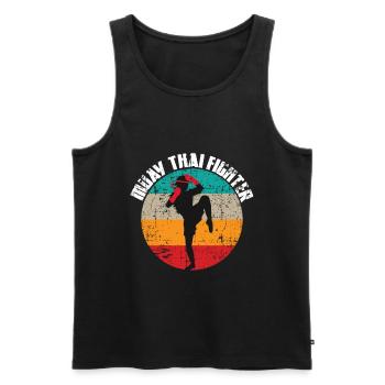 Muay Thai - Männer Premium Bio Tank Top - Schwarz - Vorne - Michal (187cm)