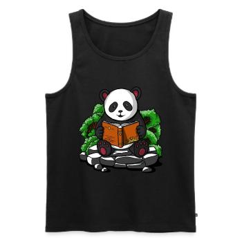 Livre de lecture mignon d'ours panda - Débardeur bio Premium Homme - noir - Devant - Michal (187cm)