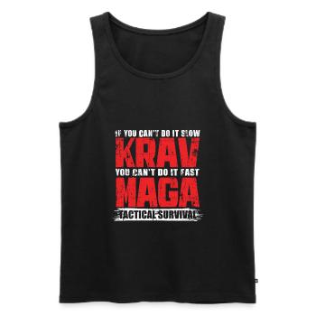 Krav Maga Spruch - Männer Premium Bio Tank Top - Schwarz - Vorne - Michal (187cm)
