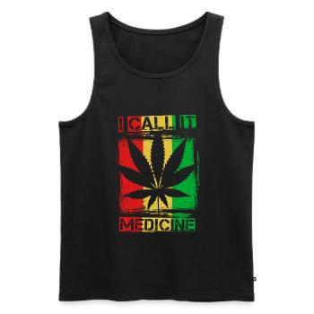 Weed Hemp Hippie Retro THC 420 Gift - Men's Premium Organic Tank Top - black - Front - Michal (187cm)