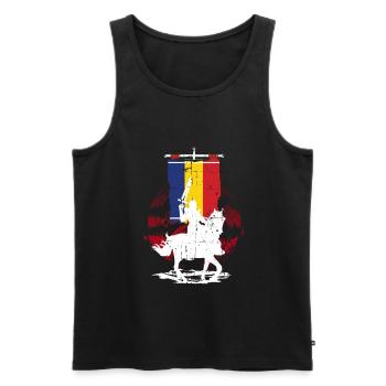Rumänien Flagge Ritter - Männer Premium Bio Tank Top - Schwarz - Vorne - Michal (187cm)