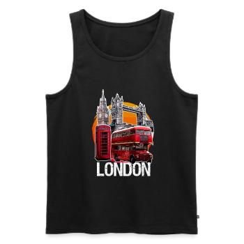 London double decker phone booth Big Ben Bridge - Men's Premium Organic Tank Top - black - Front - AI Model Male 178 light (178cm)