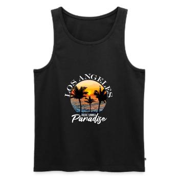Los Angeles - Men's Premium Organic Tank Top - black - Front - Michal (187cm)
