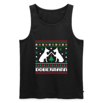 Ugly Christmas Dobermann Weihnachten Strickmuster - Männer Premium Bio Tank Top - Schwarz - Vorne - AI Model Male 178 light (178cm)