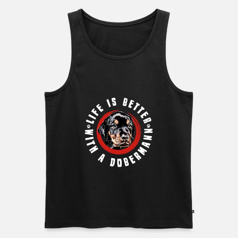 Dobermann Welpe - Männer Premium Bio Tank Top - Schwarz