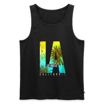 Los Angeles LA - Men's Premium Organic Tank Top - black - Front - AI Model Male 178 light (178cm)