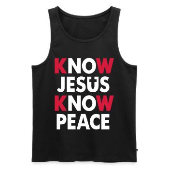 Know Jesus - Know Peace - Männer Premium Bio Tank Top - Schwarz - Vorne - AI Model Male 178 light (178cm)