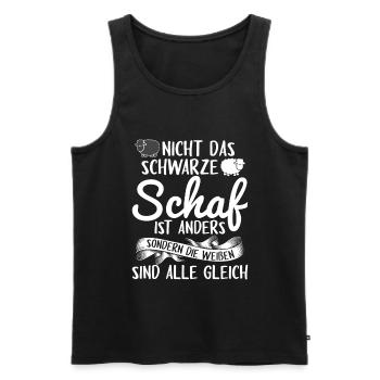 Nicht das schwarze Schaf ist anders Schäfer - Männer Premium Bio Tank Top - Schwarz - Vorne - Michal (187cm)