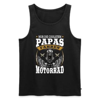 Motorrad Papa Biker Vater Hobby Geschenk - Männer Premium Bio Tank Top - Schwarz - Vorne - Michal (187cm)