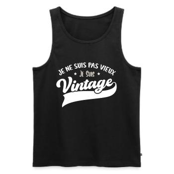Je Ne Suis Pas Vieux Je Suis Vintage Anniversaire - Débardeur bio Premium Homme - noir - Devant - Michal (187cm)