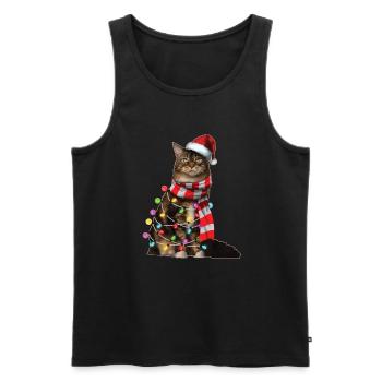 Noël chat amoureux Kitty cadeau de vacances de Noël - Débardeur bio Premium Homme - noir - Devant - Michal (187cm)