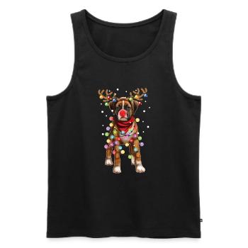 Noël Boxer Dog - Cadeau de chiot de vacances drôle - Débardeur bio Premium Homme - noir - Devant - Michal (187cm)