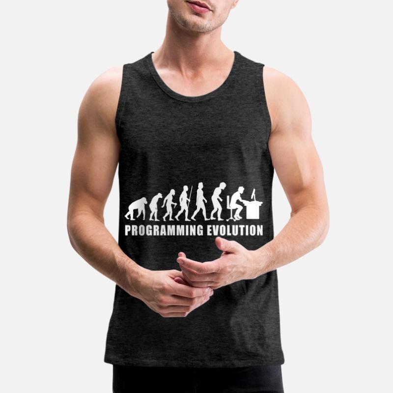 programming evolution computer code coden bugs Männer Premium Bio Tank Top