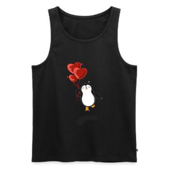 Penguin with heart balloons - Men's Premium Organic Tank Top - black - Front - Michal (187cm)