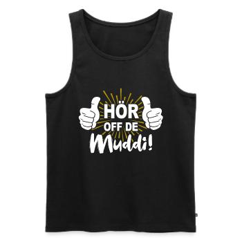 Sachsen Mama Hör Off De Muddi Sprüche - Männer Premium Bio Tank Top - Schwarz - Vorne - AI Model Male 178 light (178cm)