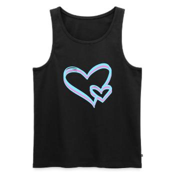 Coeur bleu - Débardeur bio Premium Homme - noir - Devant - Michal (187cm)