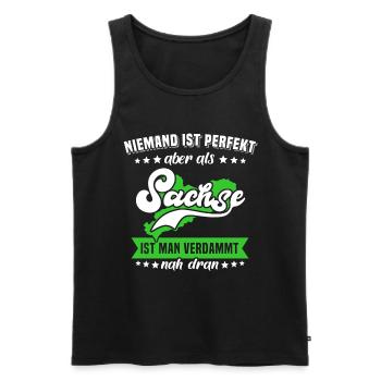 Sachsen Sprüche Sachse Perfekt - Männer Premium Bio Tank Top - Schwarz - Vorne - AI Model Male 178 light (178cm)