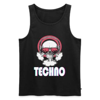 Techno music tête de mort avec lunettes de soleil - Débardeur bio Premium Homme - noir - Devant - Michal (187cm)